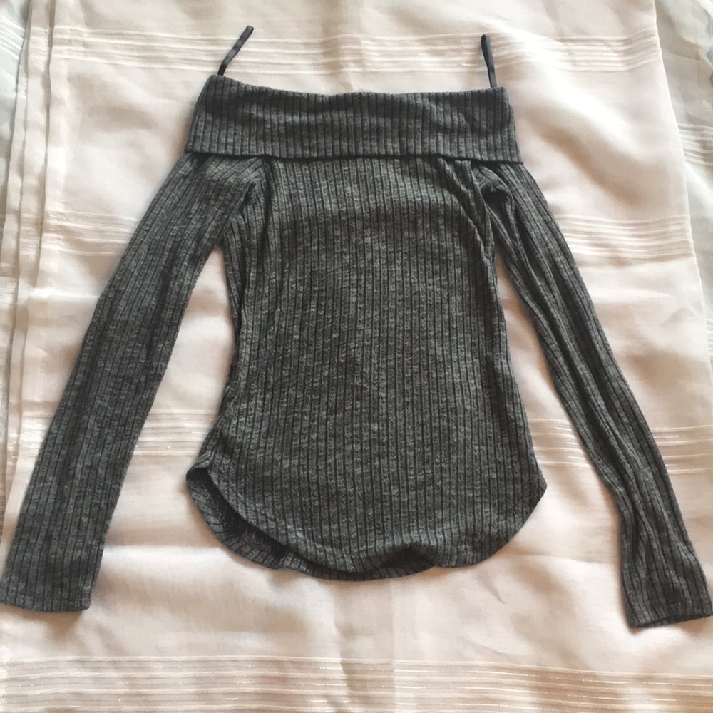 Off the shoulder gray top